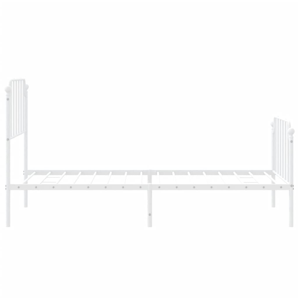 Bed frame with head and footboard metal white 90x200 cm