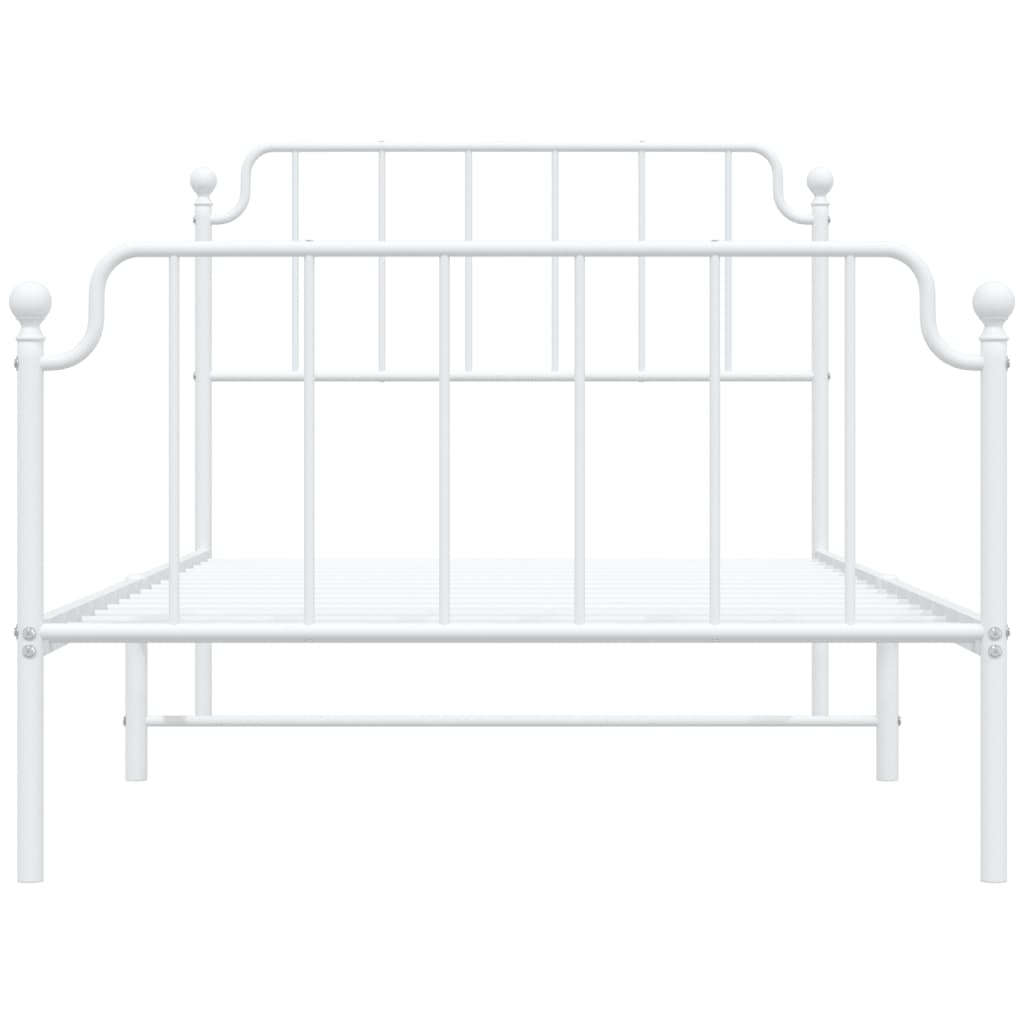 Bed frame with head and footboard metal white 107x203 cm