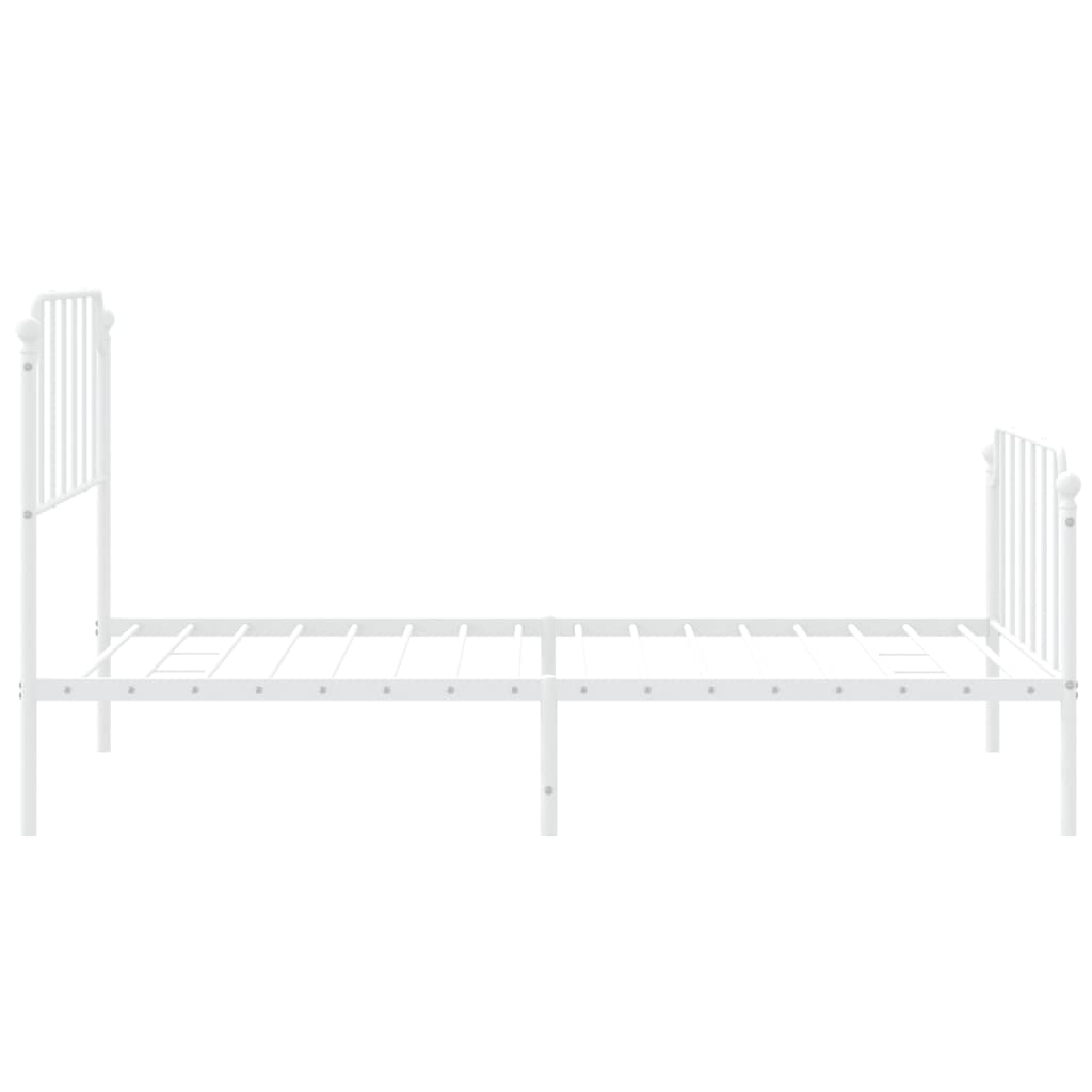 Bed frame with head and footboard metal white 107x203 cm