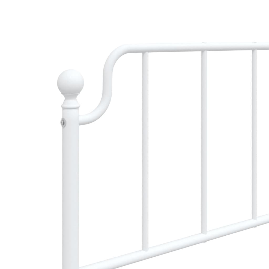 Bed frame with head and footboard metal white 107x203 cm