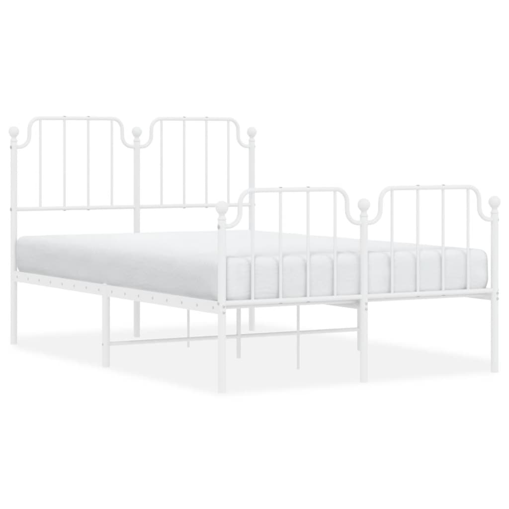 Bed frame with head and footboard metal white 120x190 cm