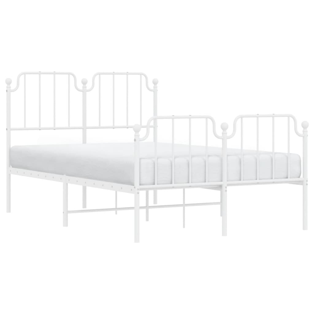 Bed frame with head and footboard metal white 120x190 cm