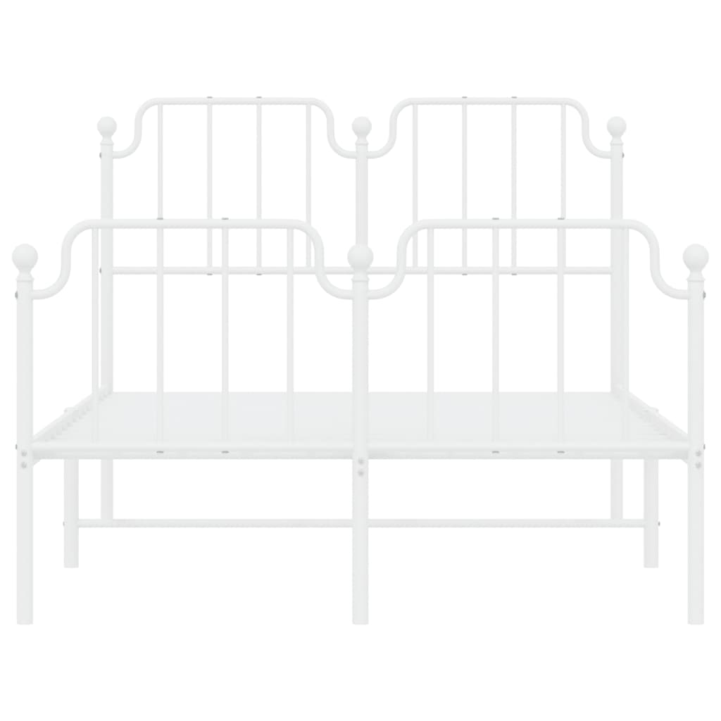 Bed frame with head and footboard metal white 120x190 cm