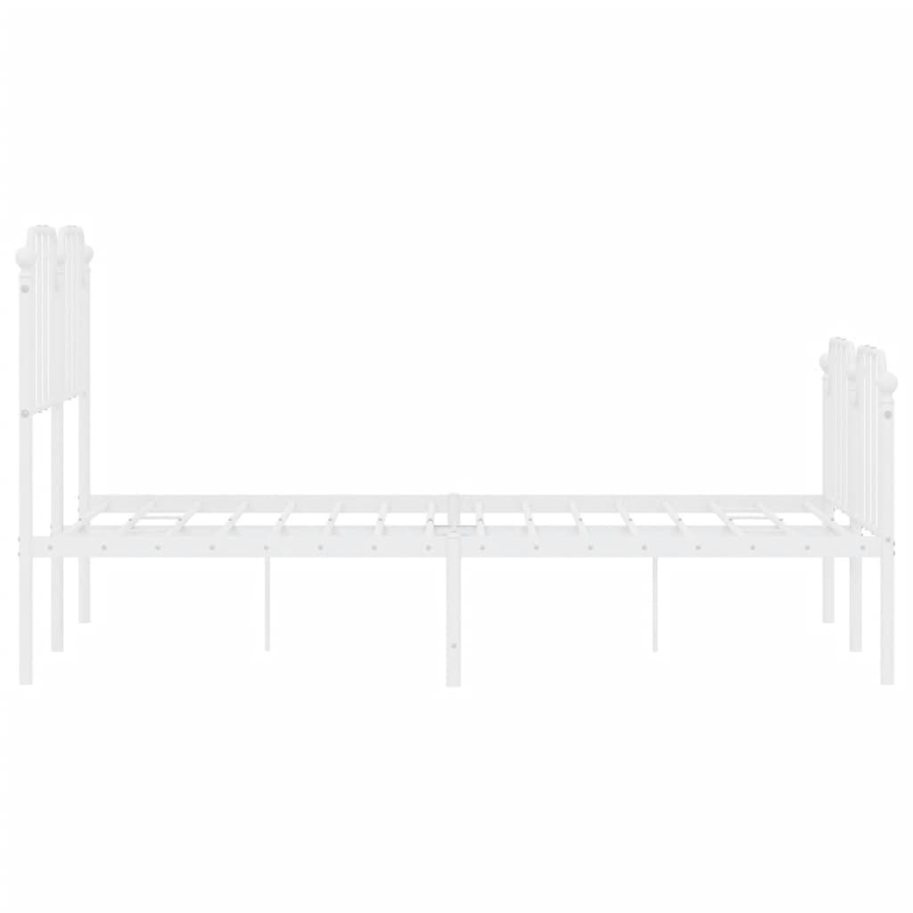 Bed frame with head and footboard metal white 120x190 cm