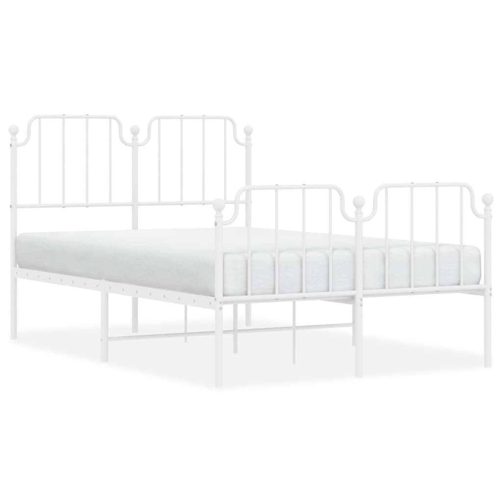 Bed frame with head and footboard metal white 120x200 cm