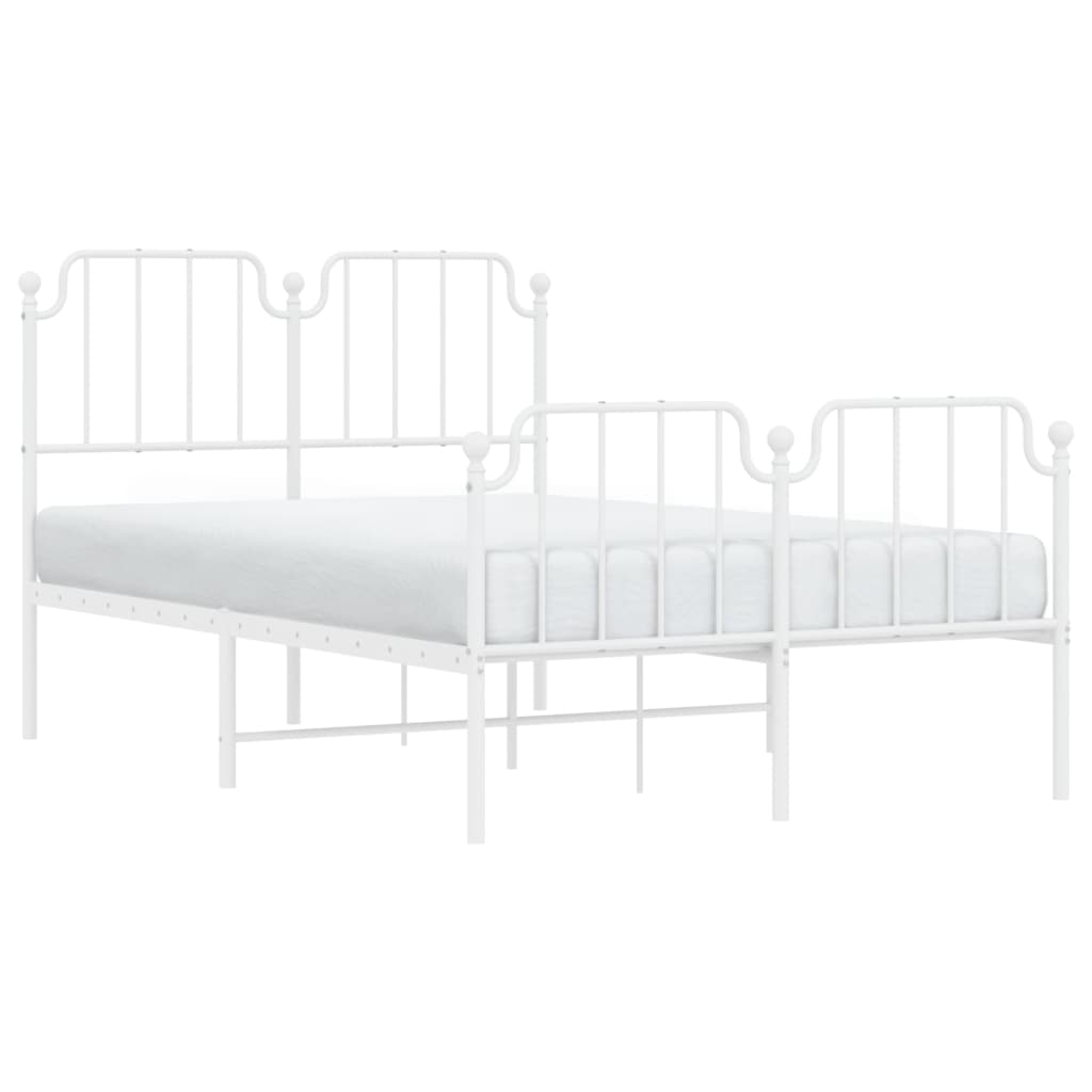 Bed frame with head and footboard metal white 120x200 cm