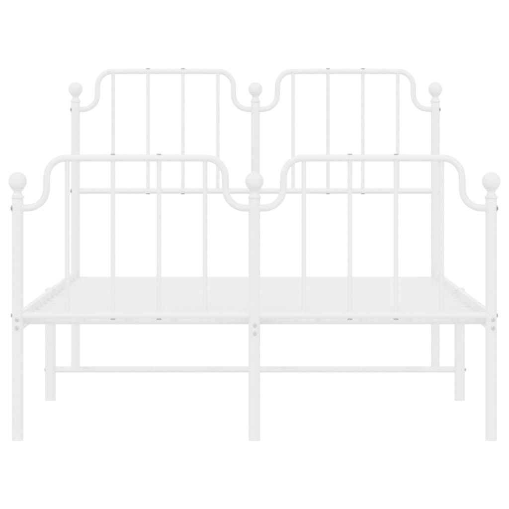 Bed frame with head and footboard metal white 120x200 cm