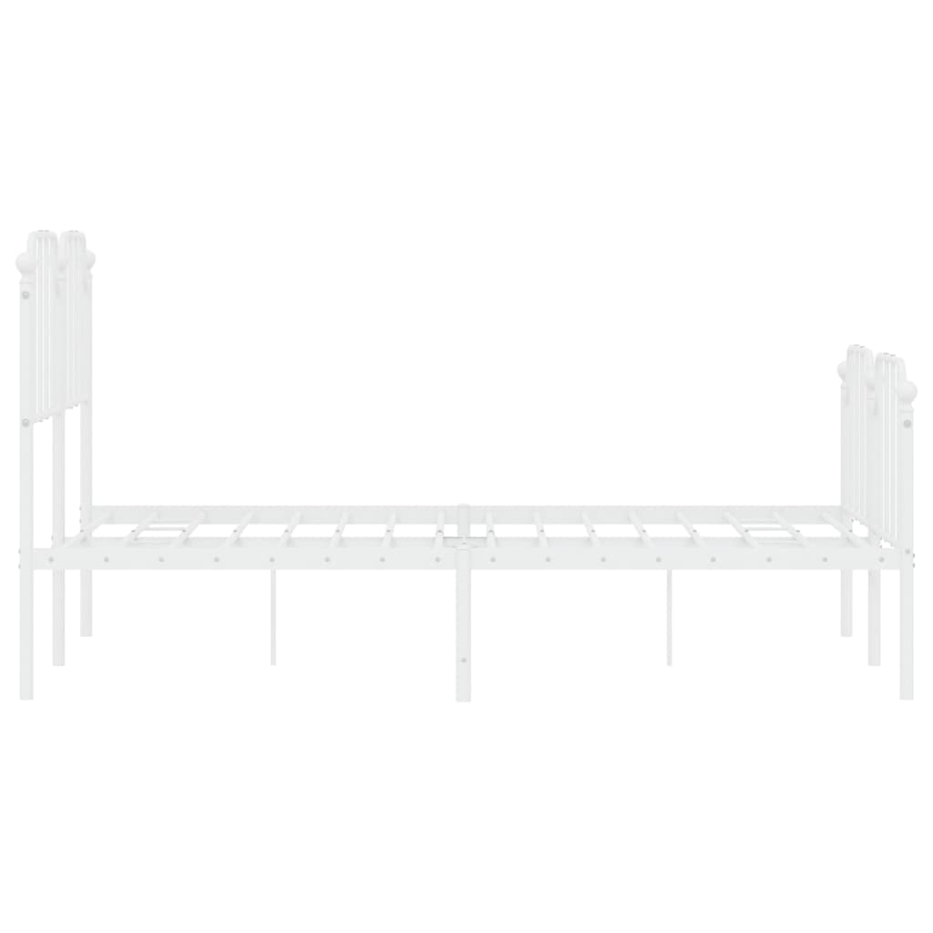 Bed frame with head and footboard metal white 120x200 cm