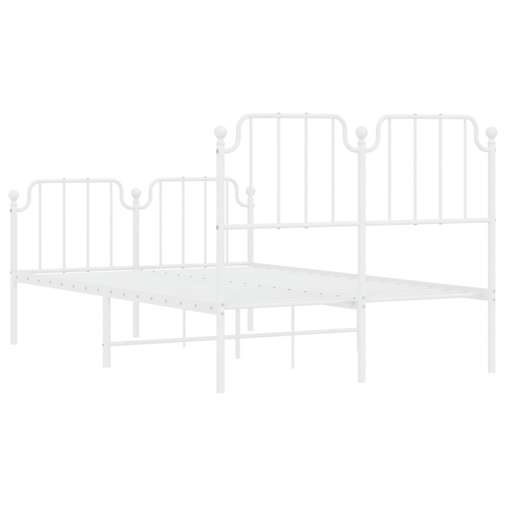 Bed frame with head and footboard metal white 120x200 cm