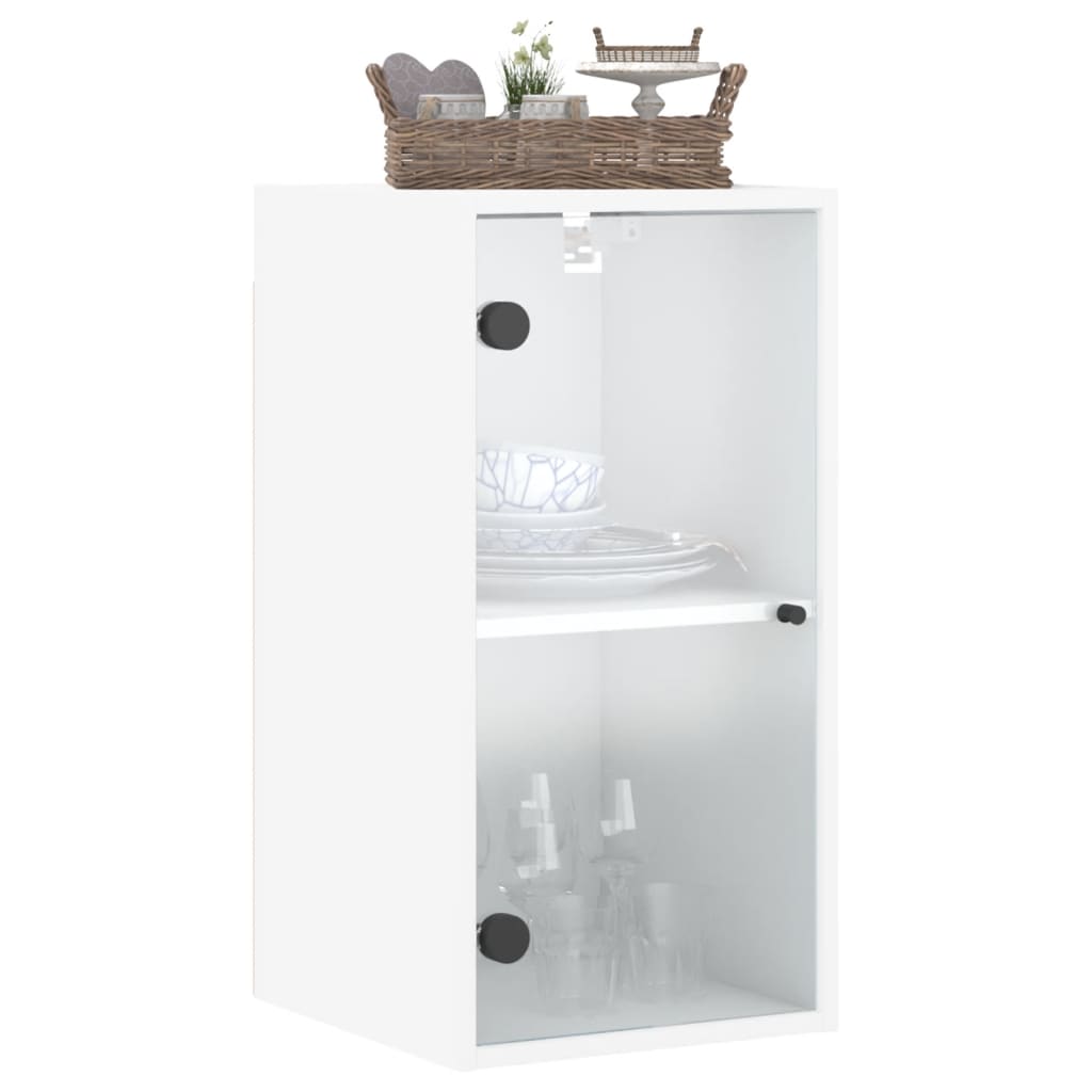 Wall Cabinet with Glass Doors White 35x37x68.5 cm