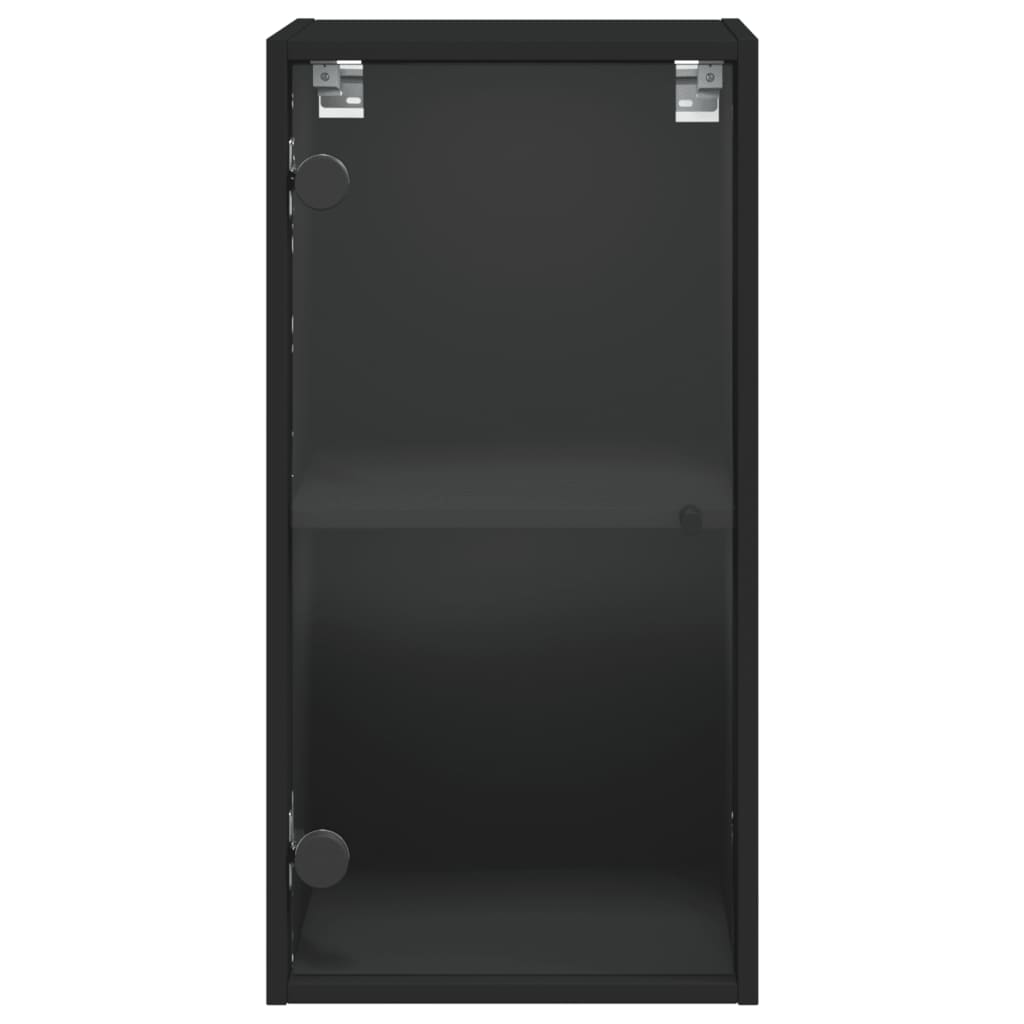 Wall Cabinet with Glass Doors Black 35x37x68.5 cm