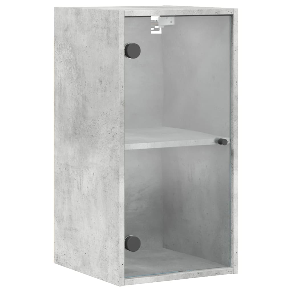 Wall Cabinet with Glass Doors Concrete Grey 35x37x68.5 cm