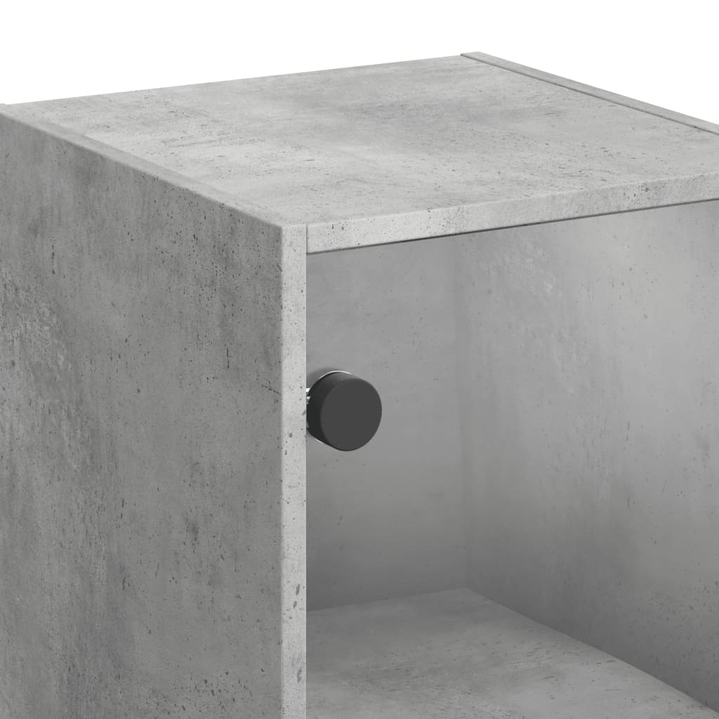 Wall Cabinet with Glass Doors Concrete Grey 35x37x68.5 cm