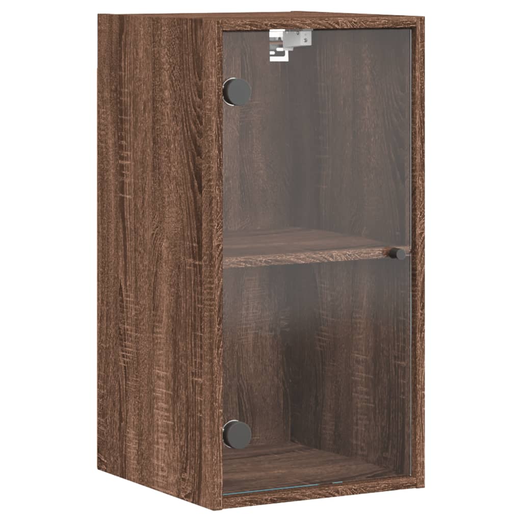 Wall Cabinet with Glass Doors Brown Oak Look 35x37x68.5 cm