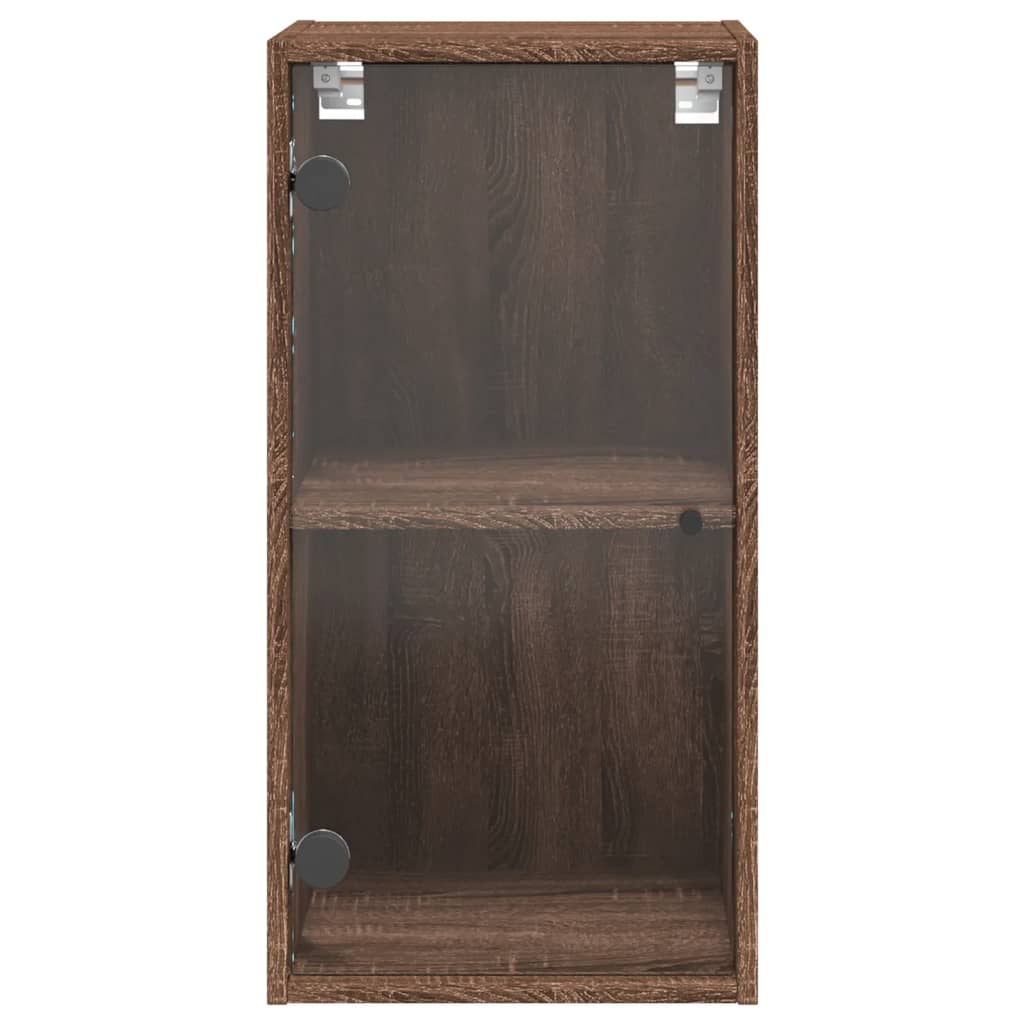 Wall Cabinet with Glass Doors Brown Oak Look 35x37x68.5 cm