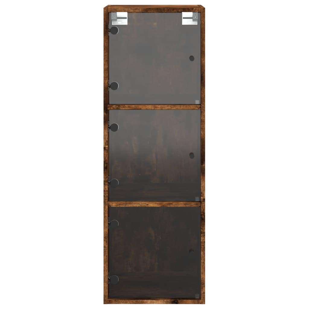 Wandschrank mit Glastüren Räuchereiche 35x37x100 cm