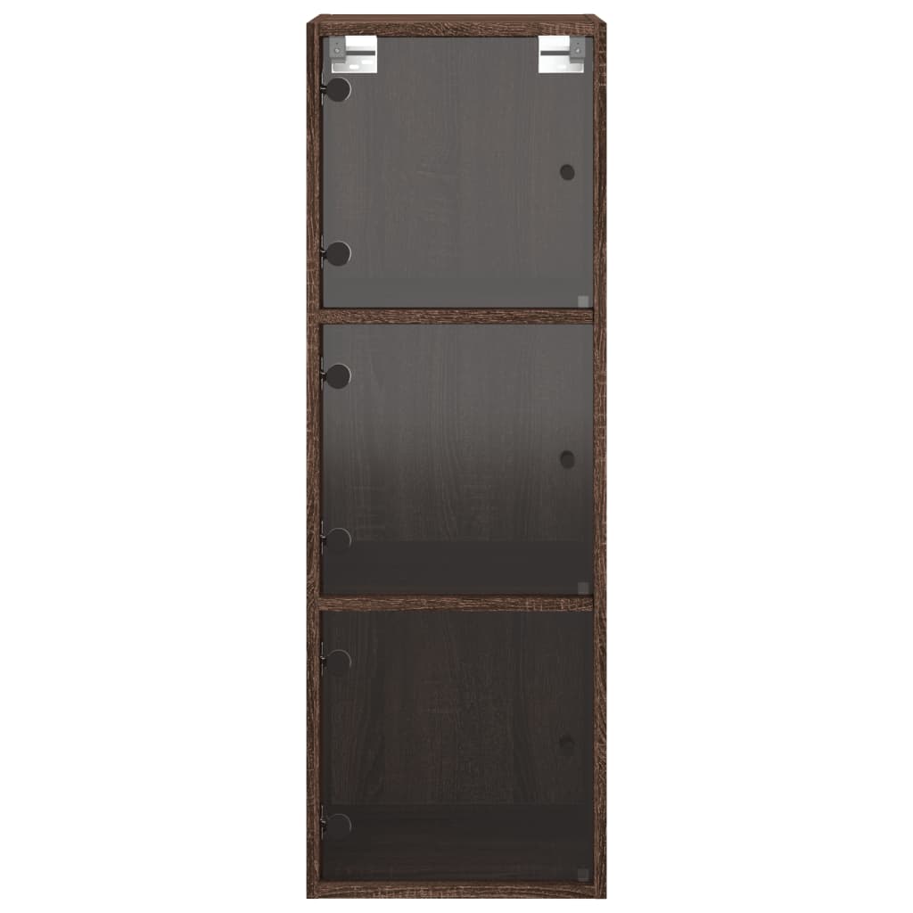 Wall Cabinet with Glass Doors Brown Oak Look 35x37x100 cm