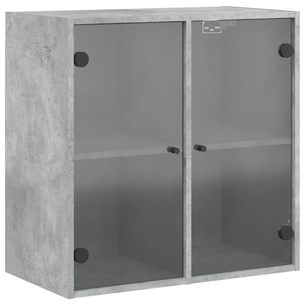 Wall Cabinet with Glass Doors Concrete Grey 68x37x68.5 cm