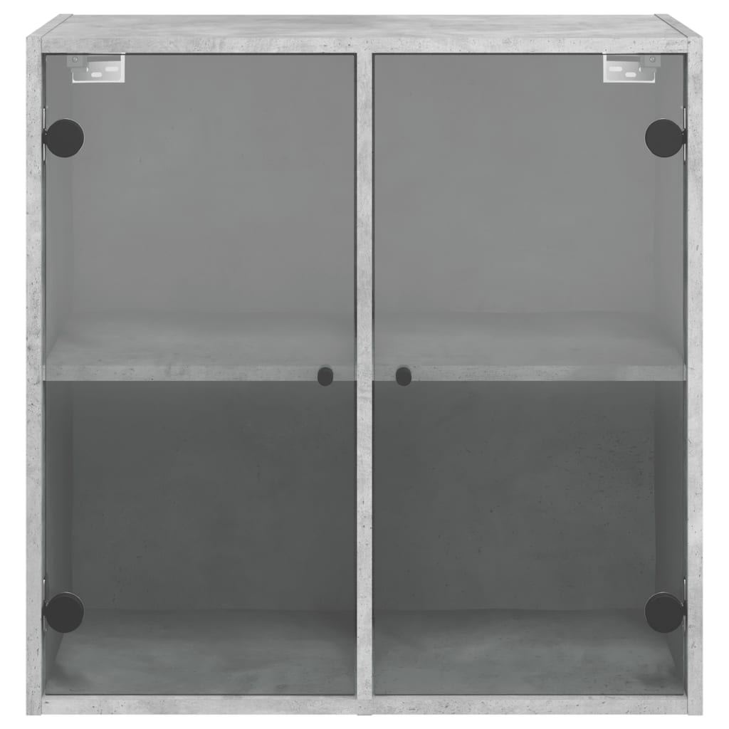 Wall Cabinet with Glass Doors Concrete Grey 68x37x68.5 cm