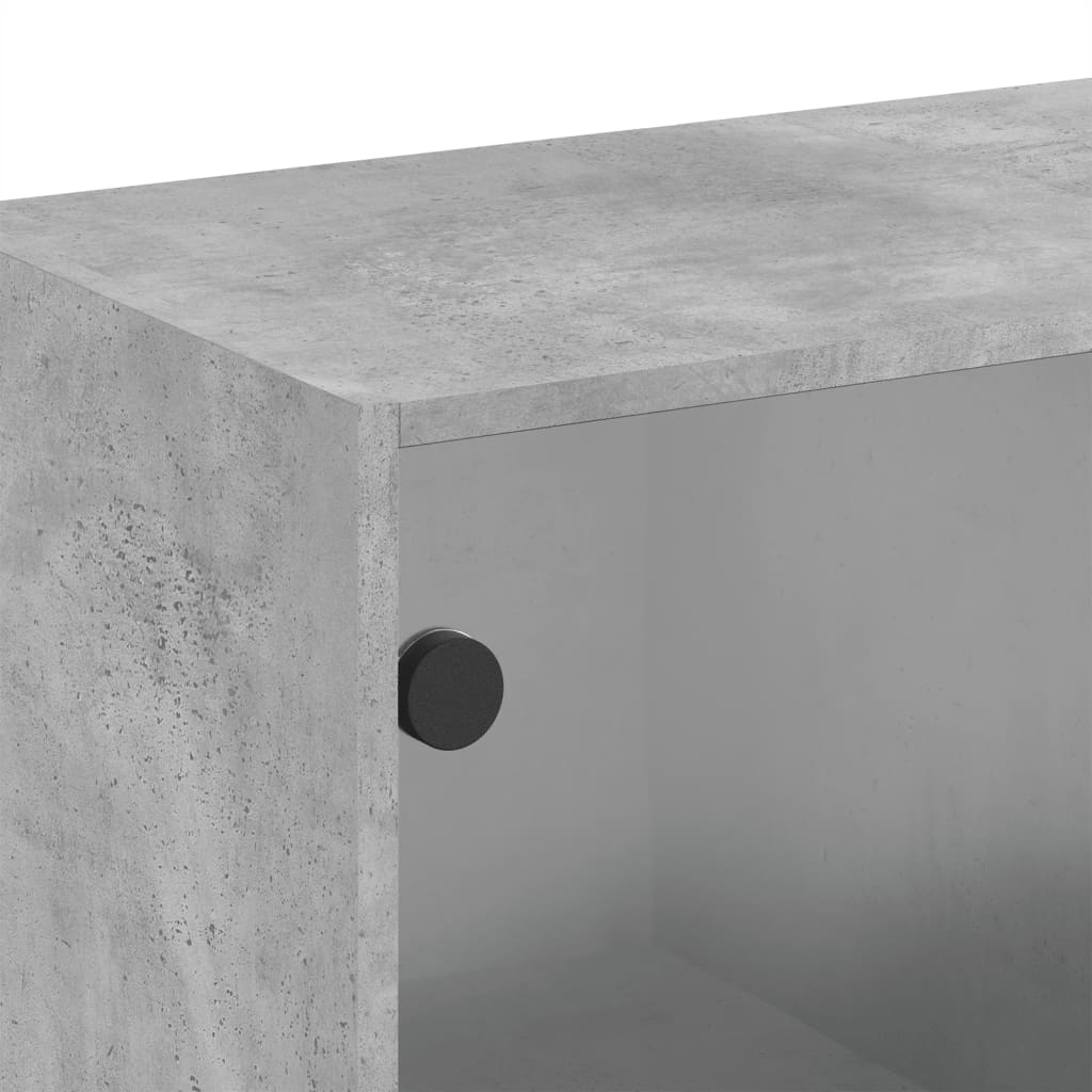 Wall Cabinet with Glass Doors Concrete Grey 68x37x68.5 cm