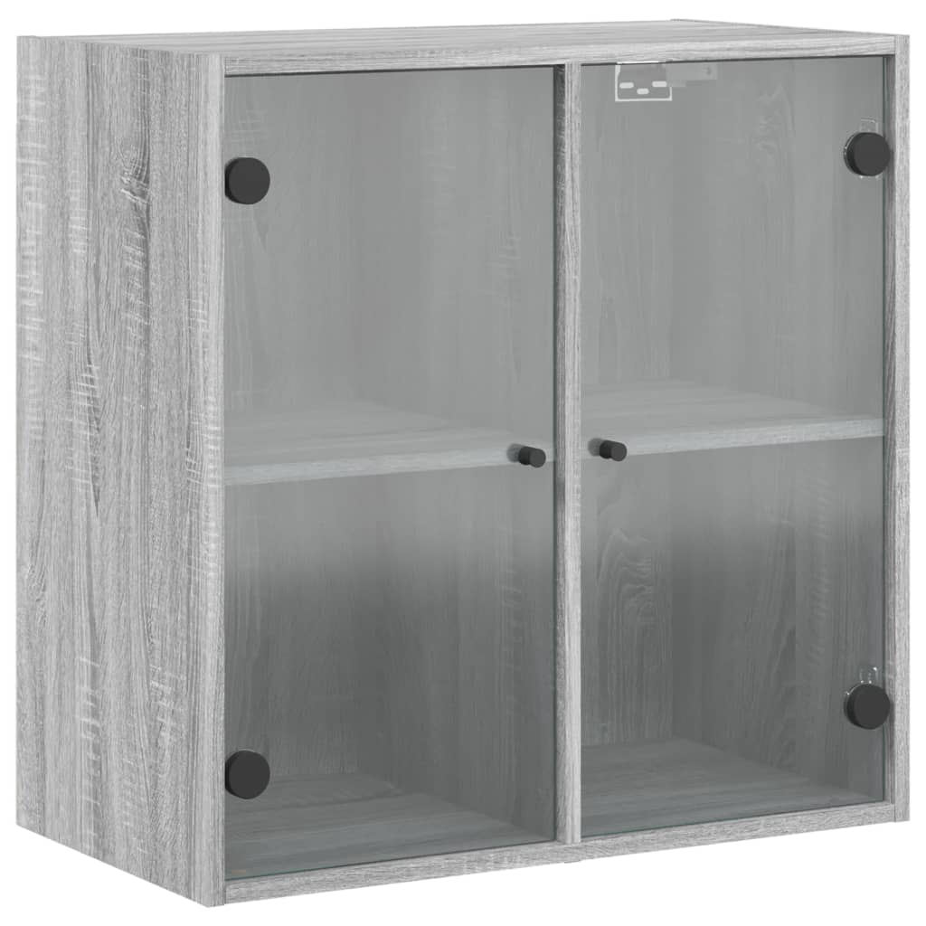 Wall Cabinet with Glass Doors Grey Sonoma 68x37x68.5 cm