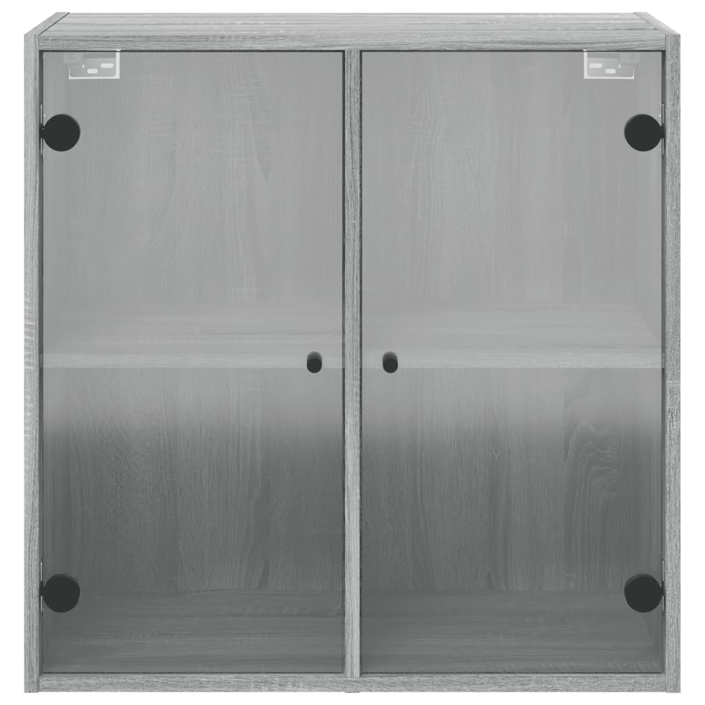 Wall Cabinet with Glass Doors Grey Sonoma 68x37x68.5 cm