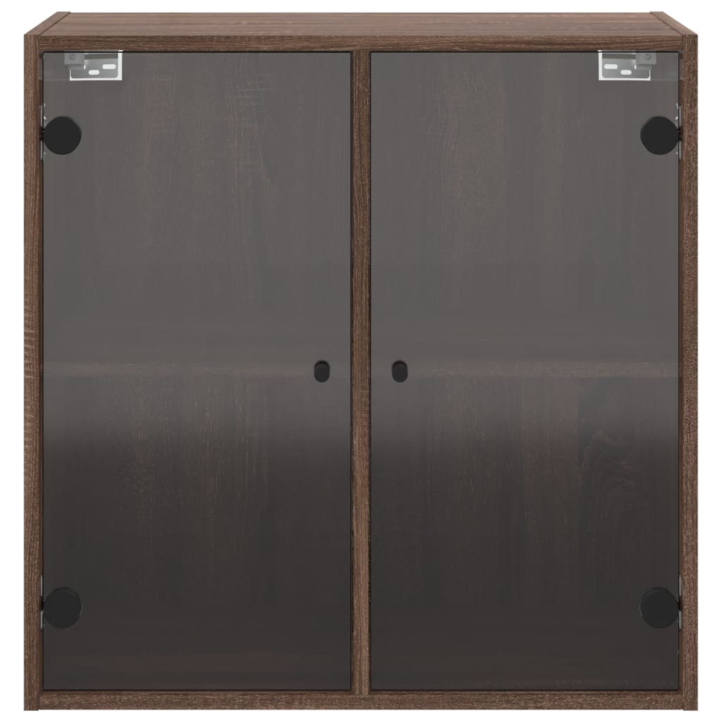 Wall Cabinet with Glass Doors Brown Oak Look 68x37x68.5 cm