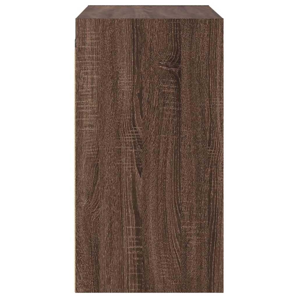 Wall Cabinet with Glass Doors Brown Oak Look 68x37x68.5 cm