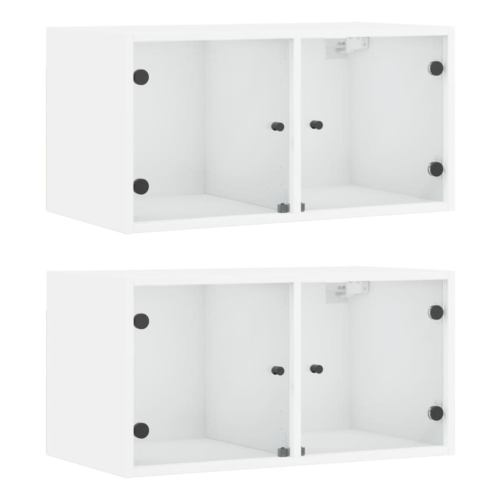 Wall cabinets with glass doors 2 pcs. White 68.5x37x35 cm