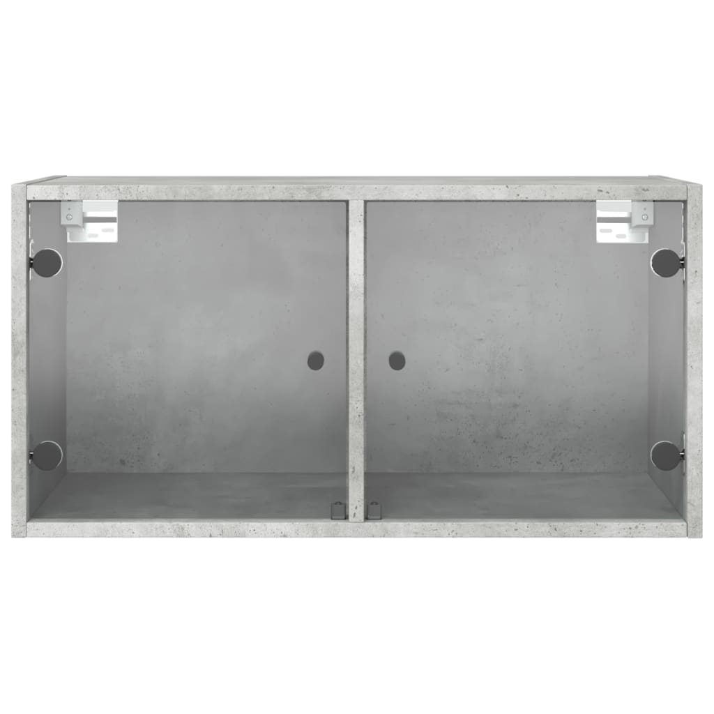 Wall Cabinet with Glass Doors Concrete Grey 68.5x37x35 cm