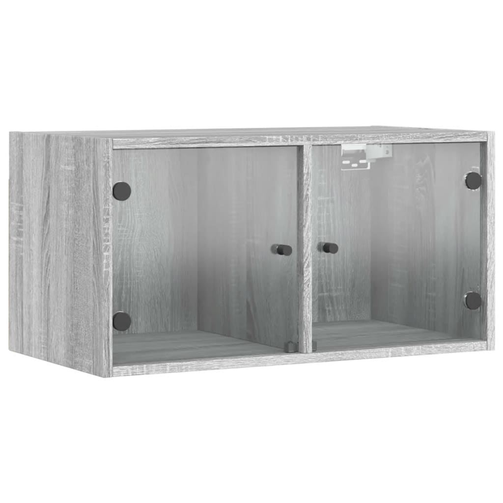 Wall cabinets with glass doors 2 pcs. Gray Sonoma 68.5x37x35 cm