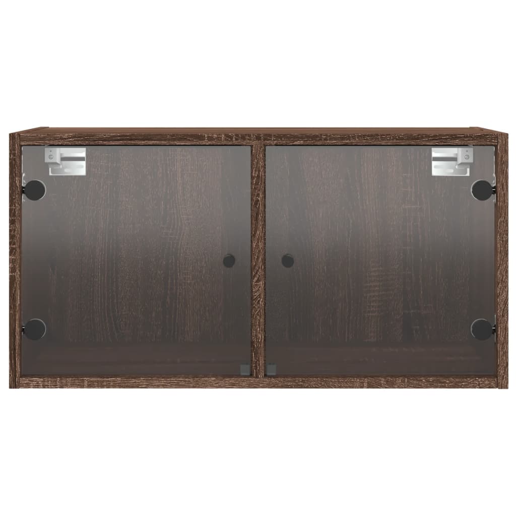 Wall Cabinet with Glass Doors Brown Oak Look 68.5x37x35 cm