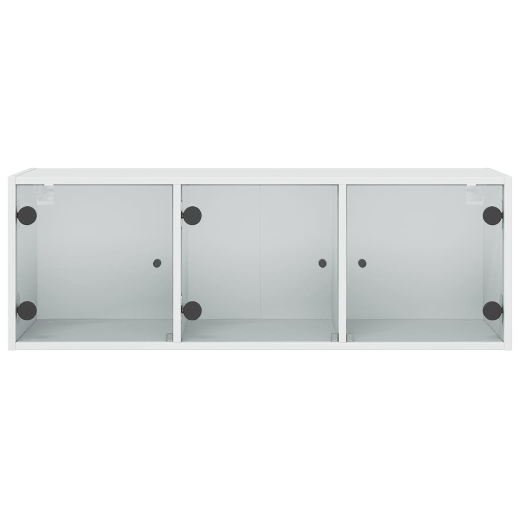 Wall Cabinet with Glass Doors White 102x37x35 cm