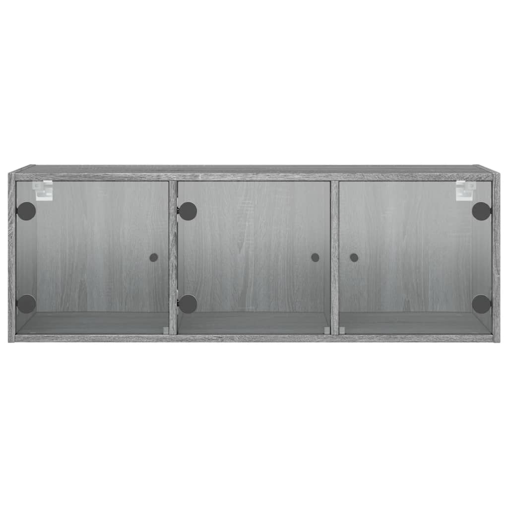 Wall Cabinet with Glass Doors Grey Sonoma 102x37x35 cm