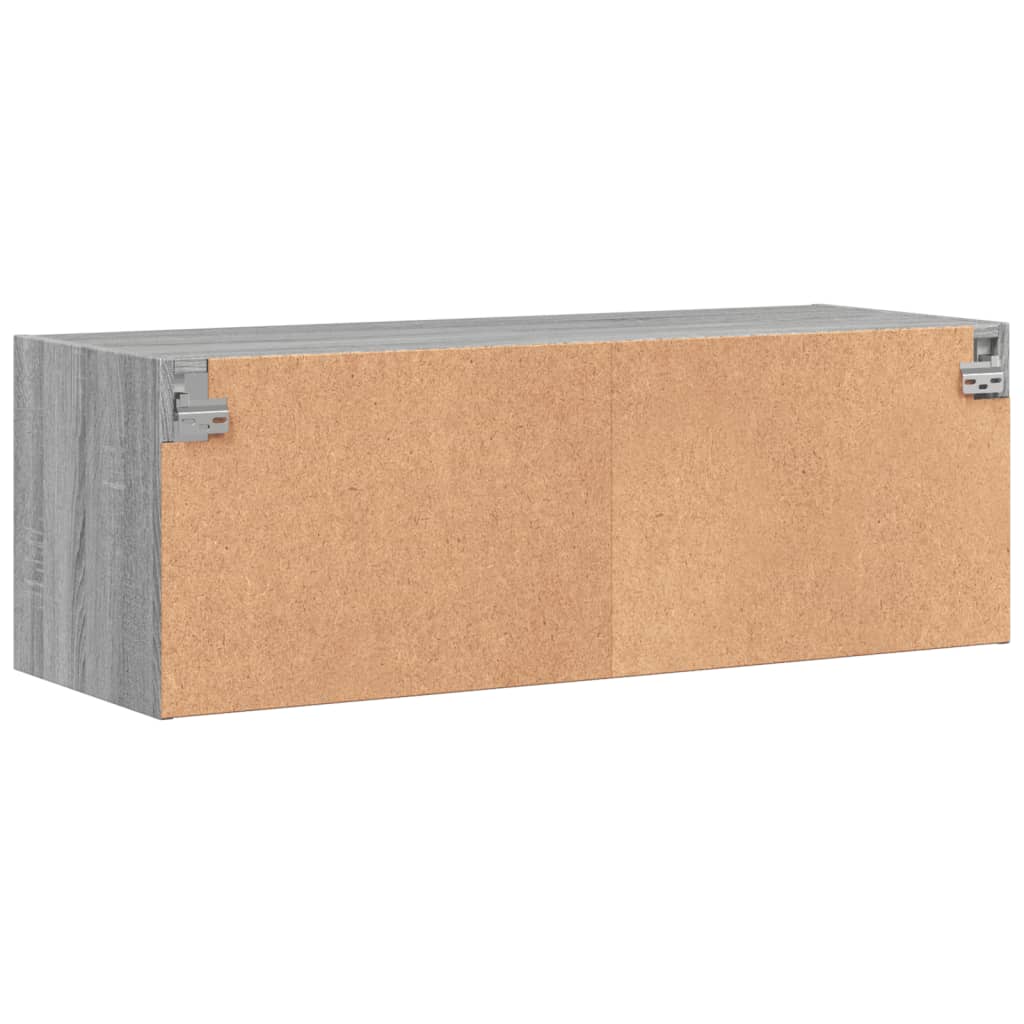 Wandschrank mit Glastüren Grau Sonoma 102x37x35 cm