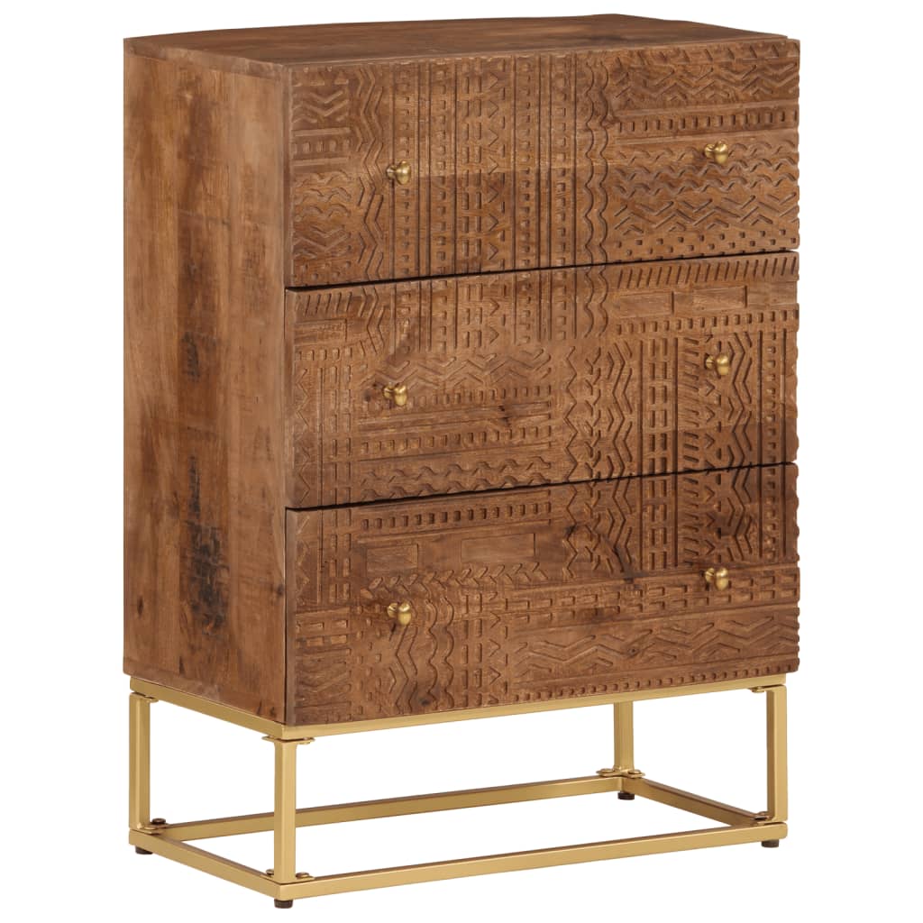 Chest of drawers 55x30x76 cm solid mango wood and iron