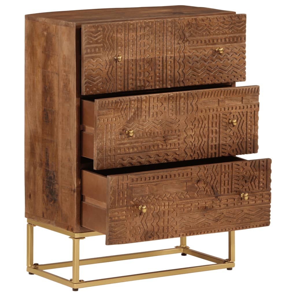 Chest of drawers 55x30x76 cm solid mango wood and iron