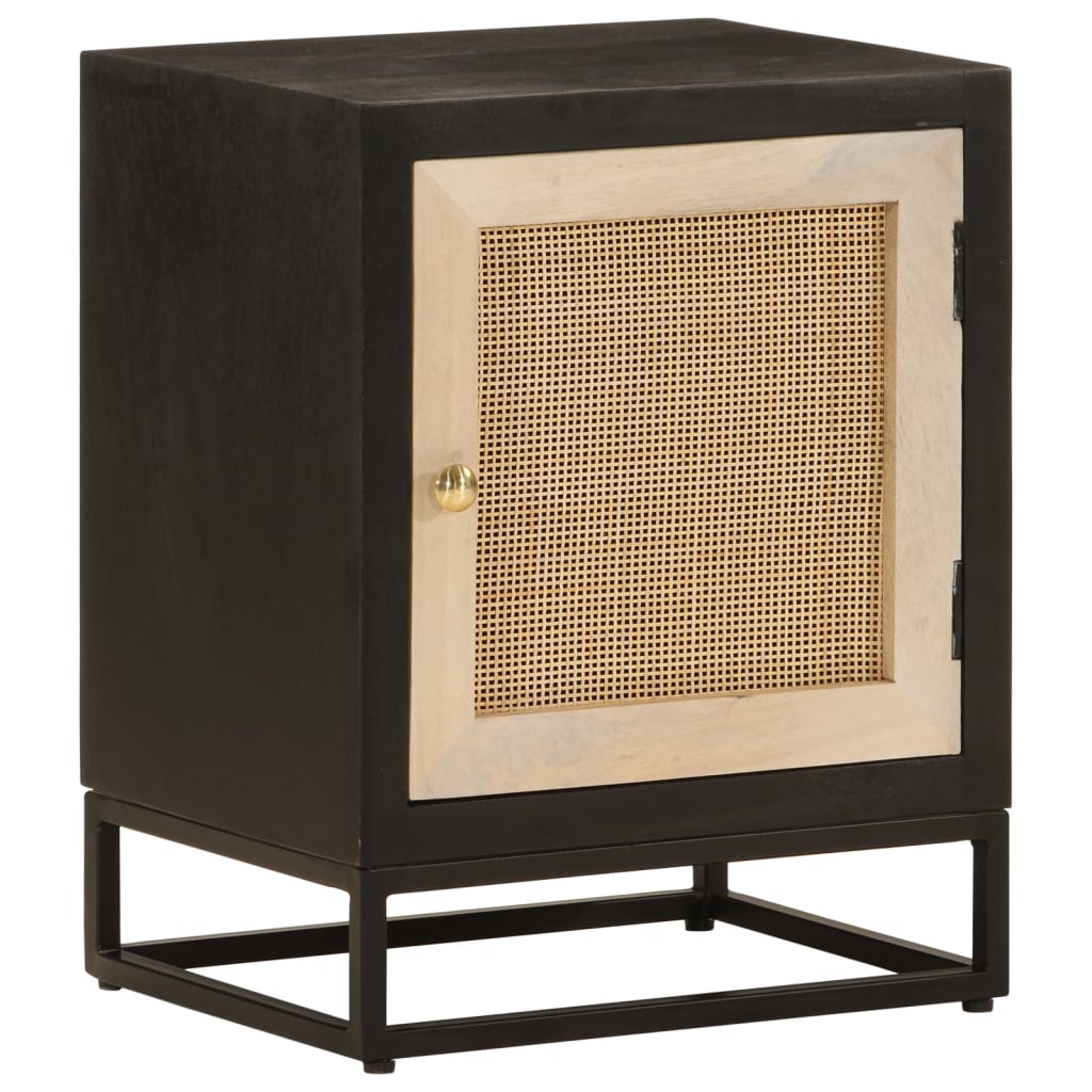 Bedside Table Black 40x30x50 cm Solid Mango Wood and Iron