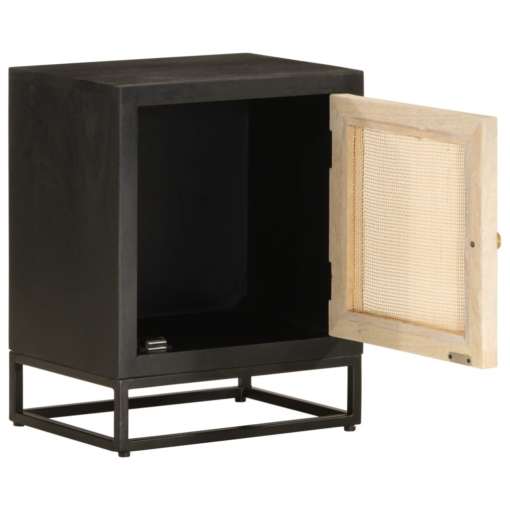 Bedside Table Black 40x30x50 cm Solid Mango Wood and Iron