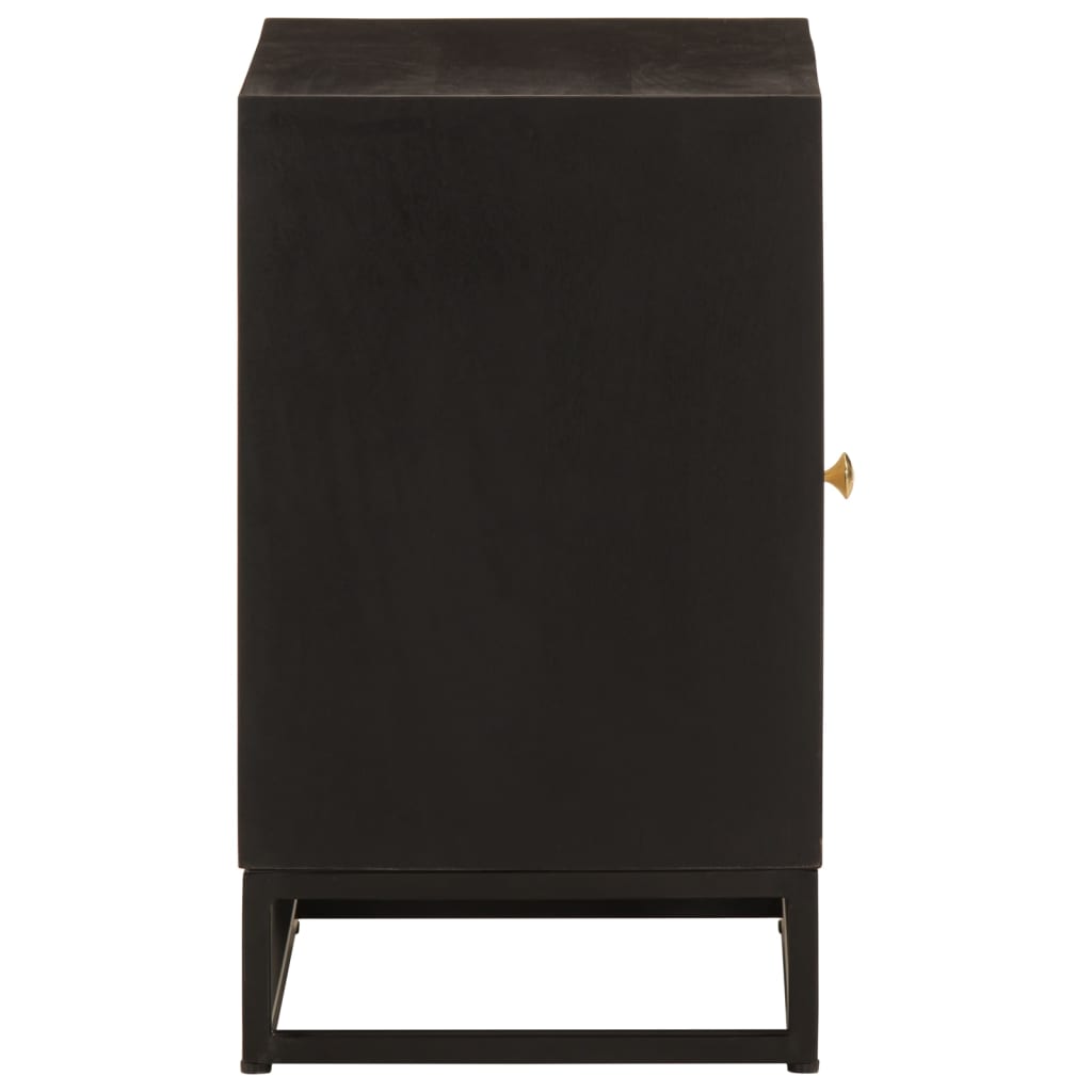 Bedside Table Black 40x30x50 cm Solid Mango Wood and Iron