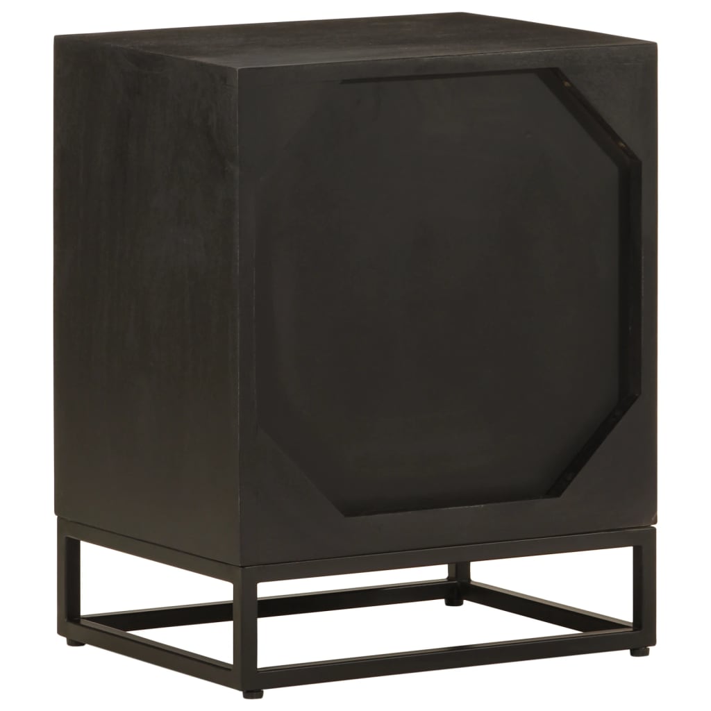 Bedside Table Black 40x30x50 cm Solid Mango Wood and Iron