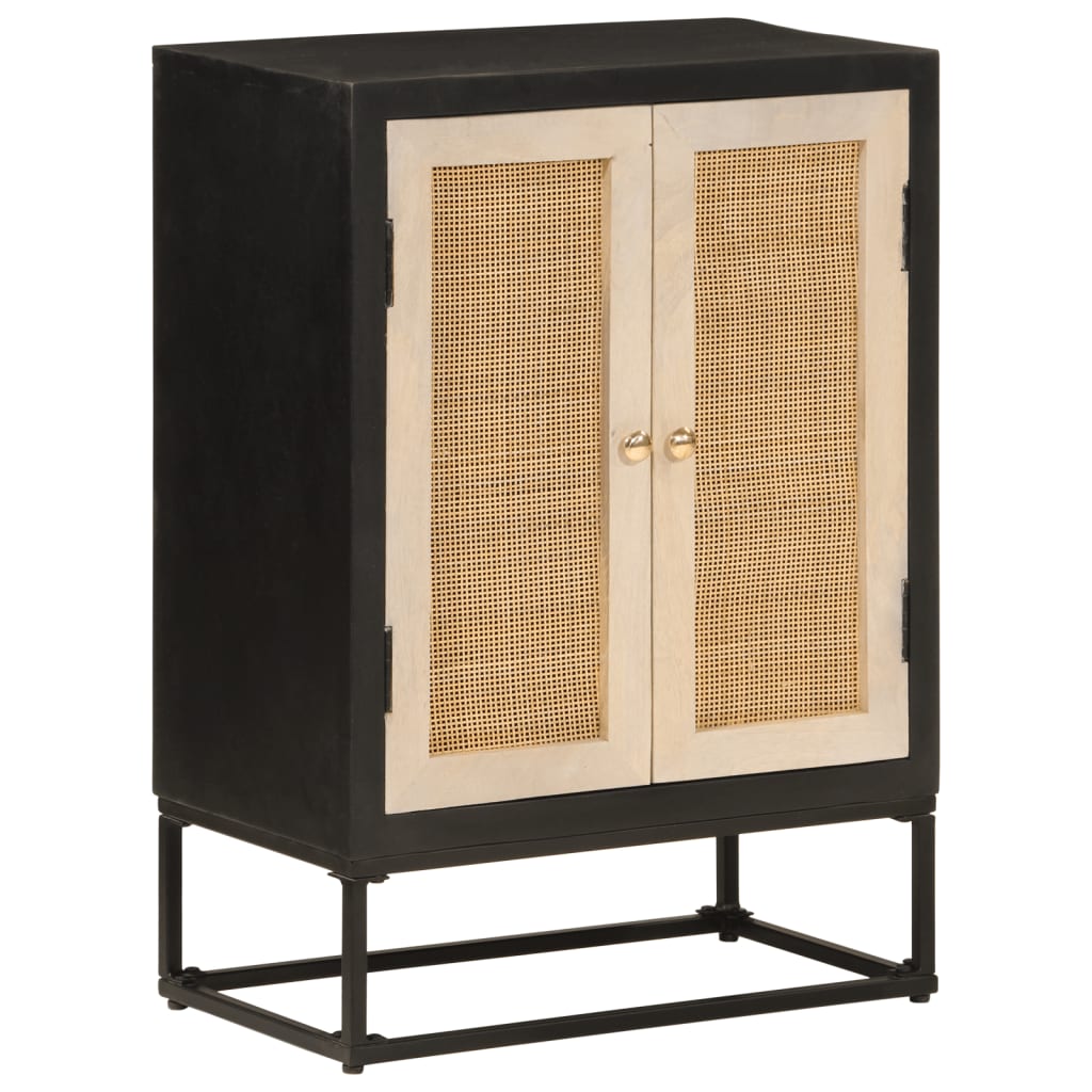 Sideboard Black 55x30x76 cm Solid Mango Wood and Iron