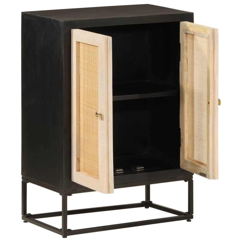 Sideboard Black 55x30x76 cm Solid Mango Wood and Iron