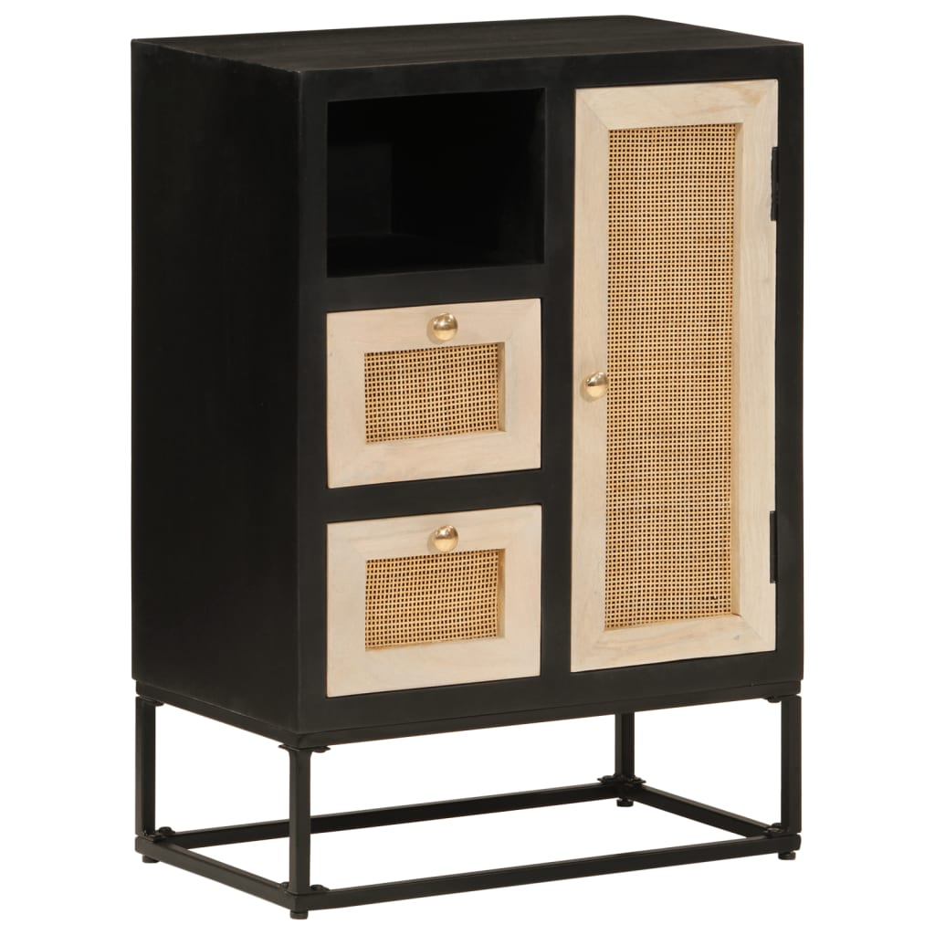 Sideboard Black 55x30x76 cm Solid Mango Wood and Iron