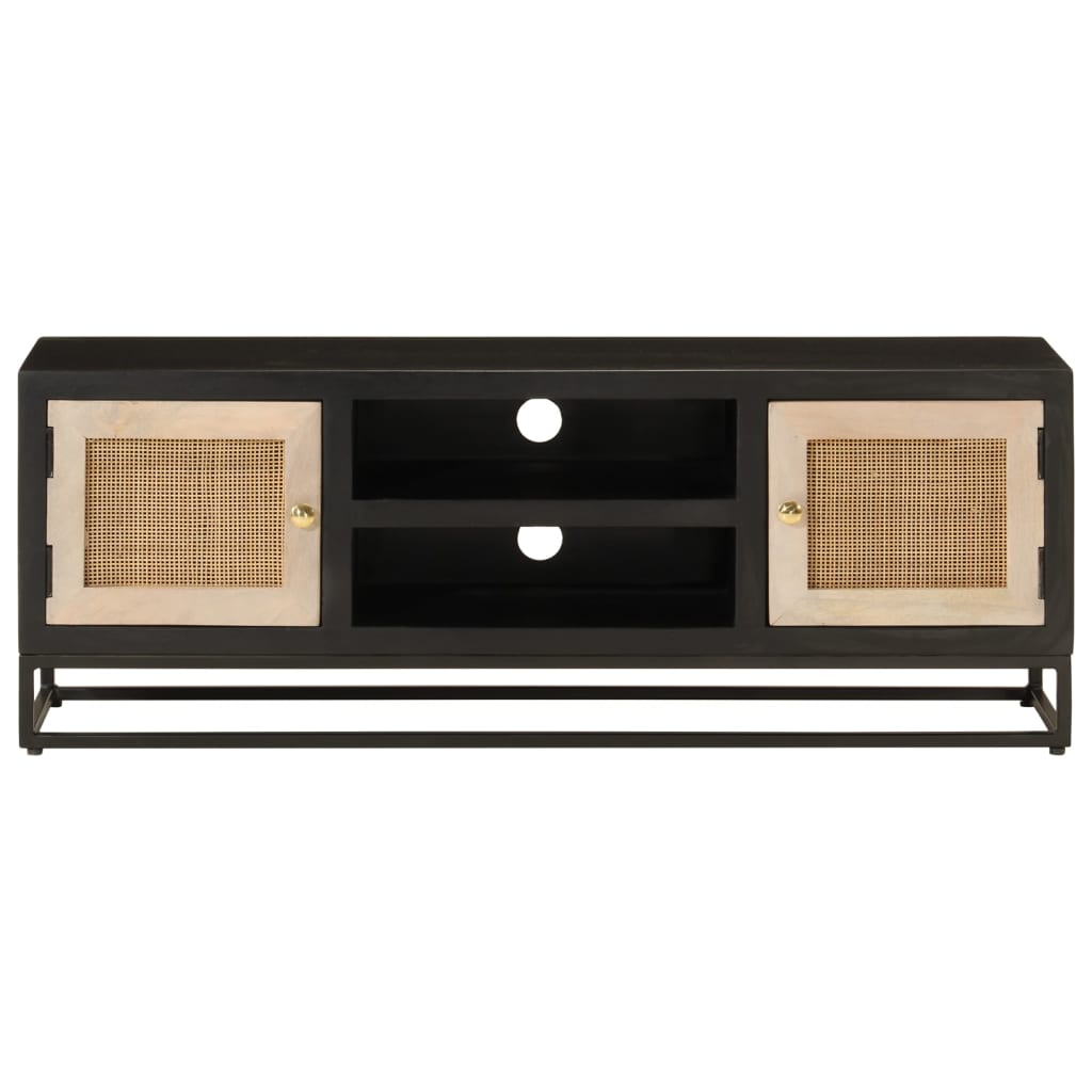 TV Cabinet Black 110x30x40 cm Solid Mango Wood and Iron