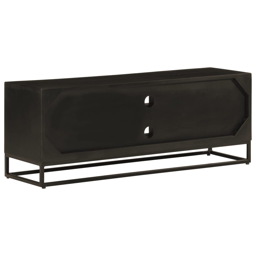 TV Cabinet Black 110x30x40 cm Solid Mango Wood and Iron