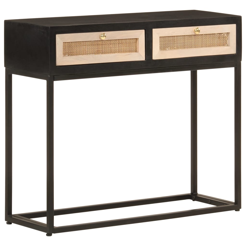 Console Table Black 90x30x76 cm Solid Mango Wood and Iron