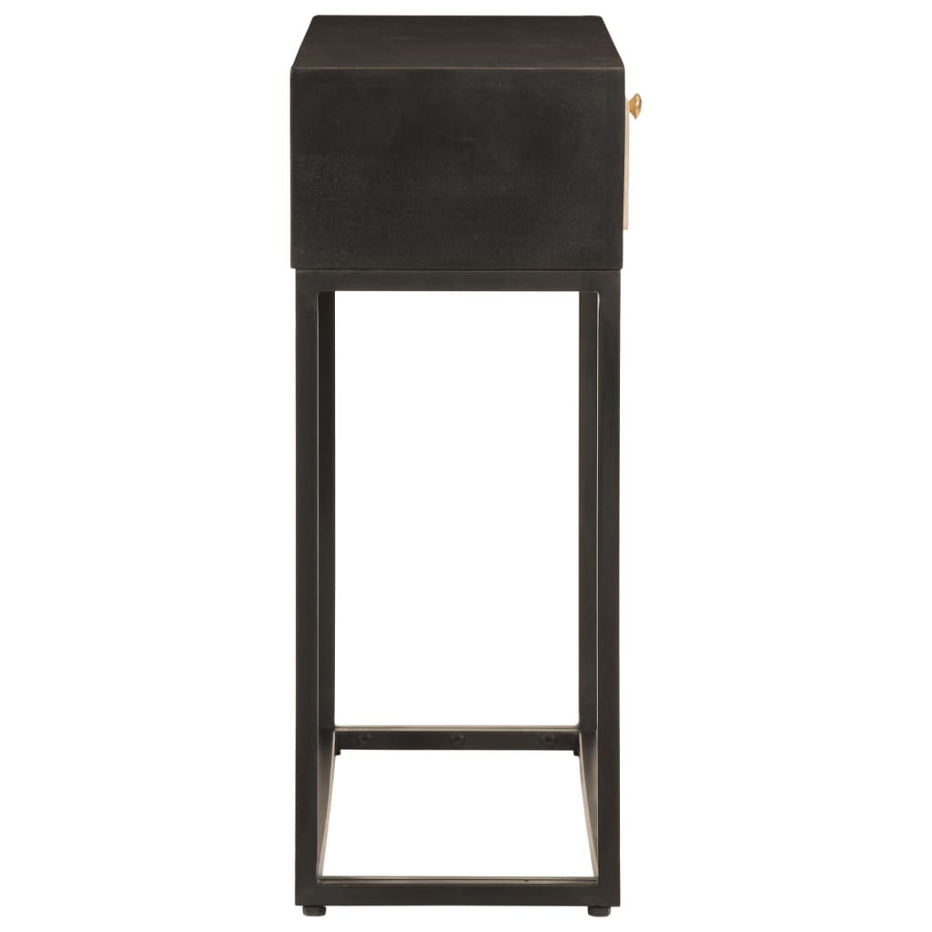 Console Table Black 90x30x76 cm Solid Mango Wood and Iron