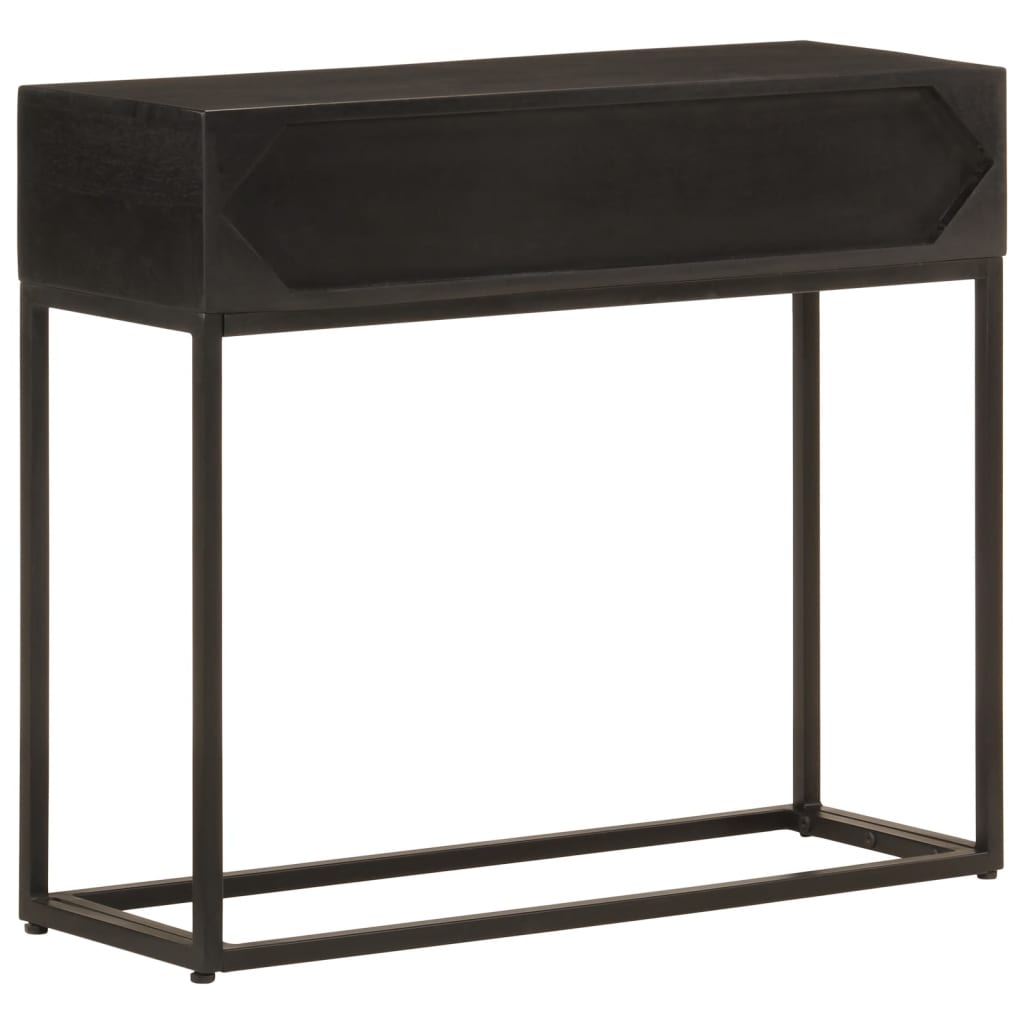 Console Table Black 90x30x76 cm Solid Mango Wood and Iron