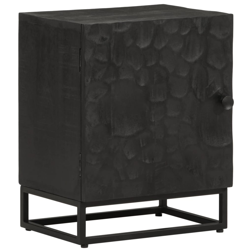 Bedside Table Black 40x30x50 cm Solid Mango Wood and Iron